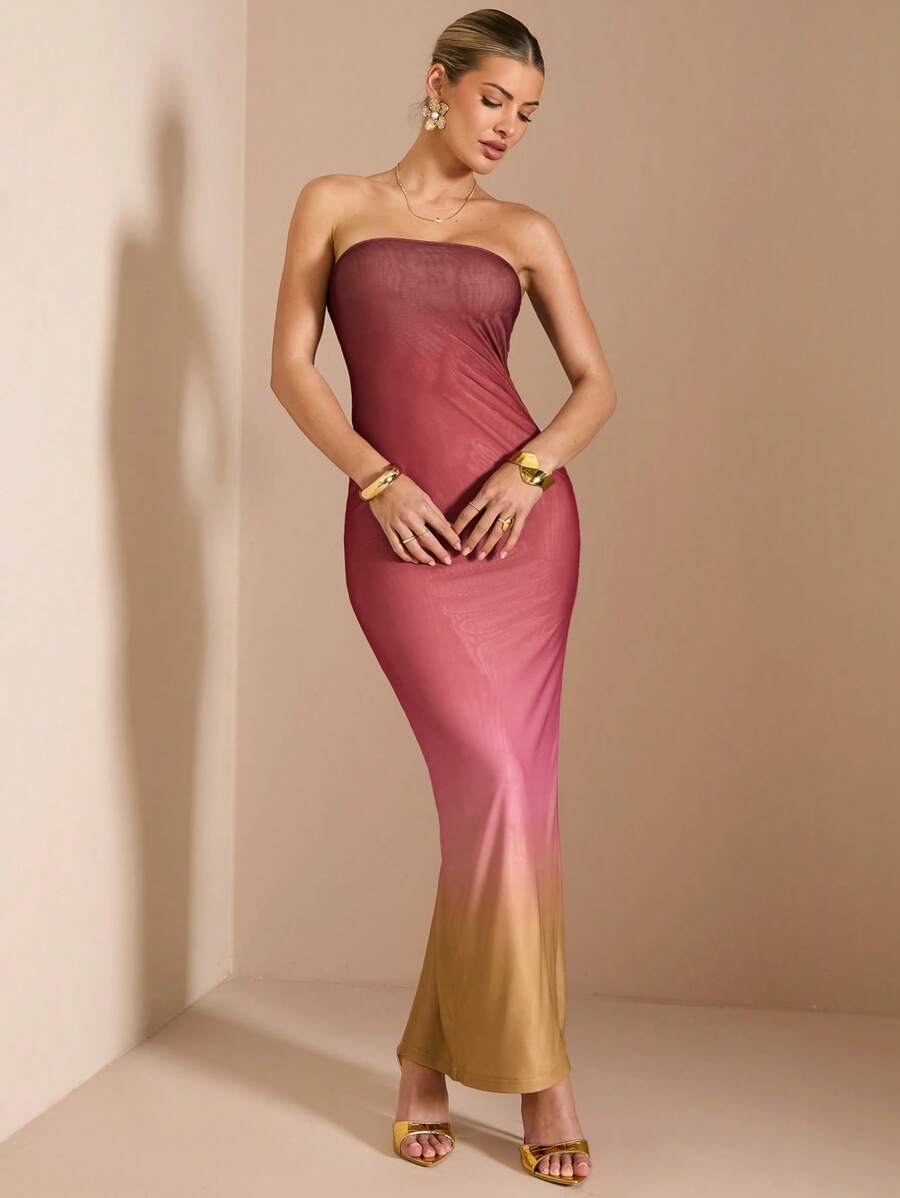 SHEIN BAE – Robe longue fendue à dos nu avec imprimé léopard pour l'été
