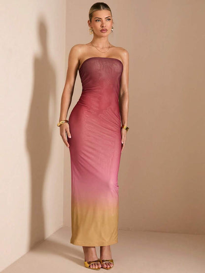 SHEIN BAE – Robe longue fendue à dos nu avec imprimé léopard pour l'été