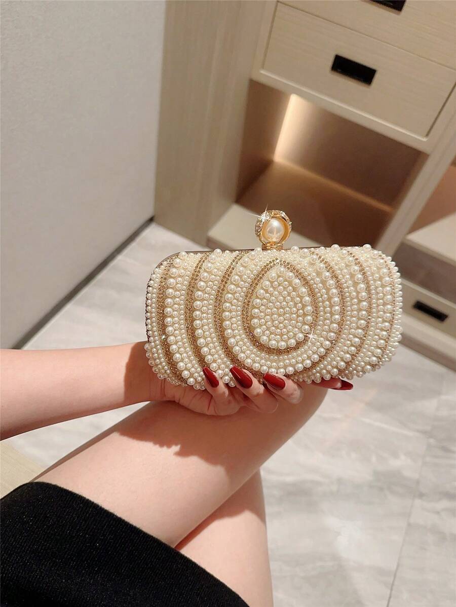 SHEIN - Sac à main à design élégant avec strass et perles de culture artificielles