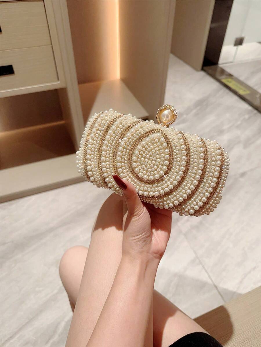 SHEIN - Sac à main à design élégant avec strass et perles de culture artificielles