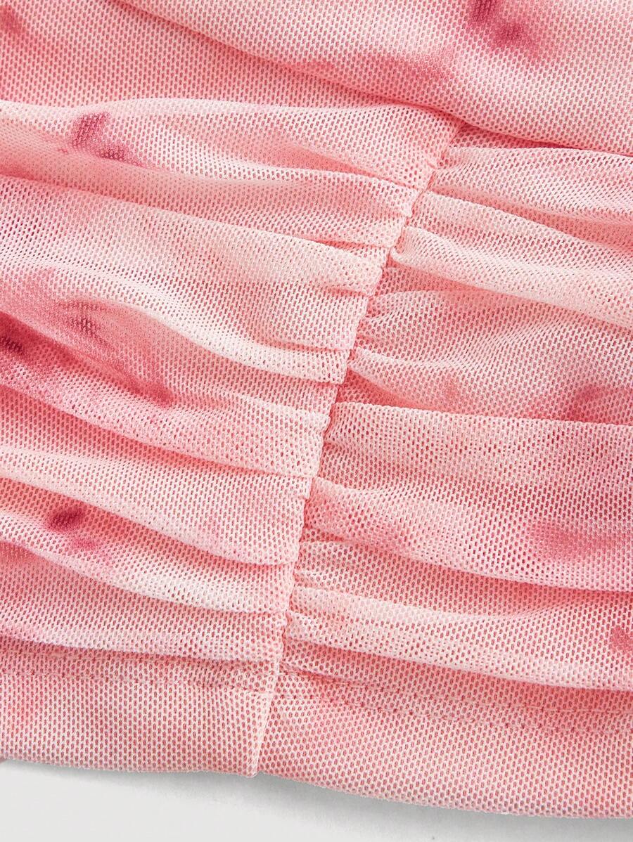SHEIN MOD – Top bandeau à imprimé floral avec nœud à la taille