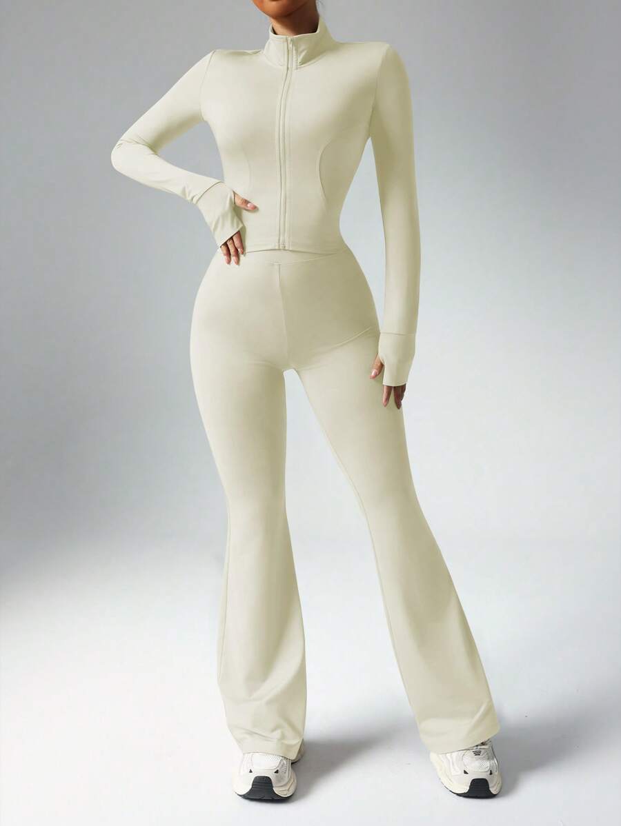 Dewbera – Ensemble de sport à manches longues et pantalon évasé, conçu pour le confort et la liberté de mouvement.