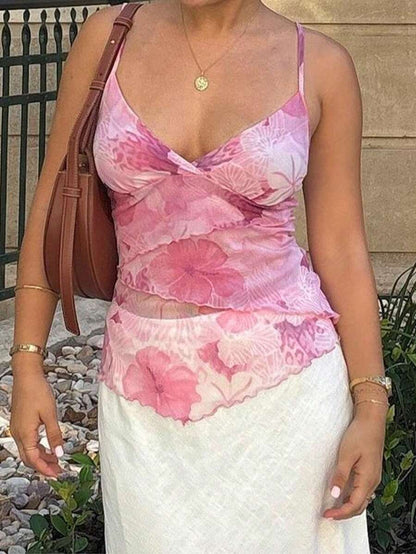 SHEIN MOD – Top cache-cœur en tricot avec ourlet asymétrique et détails à bordure à laitue