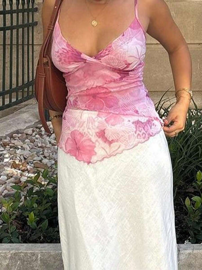 SHEIN MOD – Top cache-cœur en tricot avec ourlet asymétrique et détails à bordure à laitue