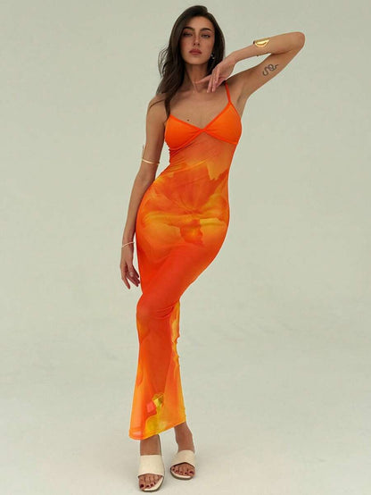 Aloruh – Robe fourreau slim à fleurs ditsys avec queue de poisson