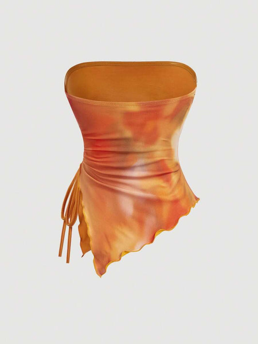 SHEIN MOD – Top bandeau plissé en matière légère et design minimaliste