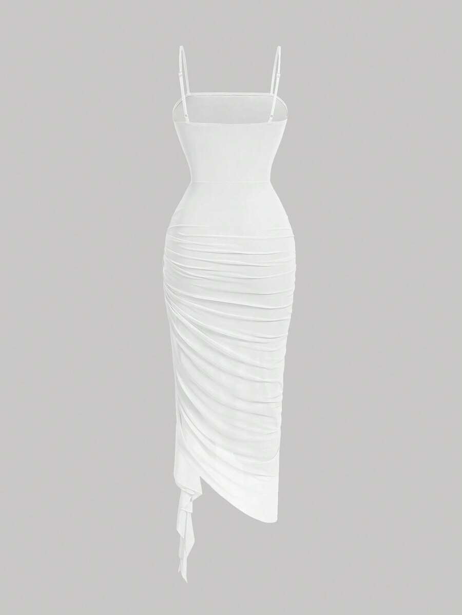 SHEIN MOD – Robe cami asymétrique à volants et bretelles fines
