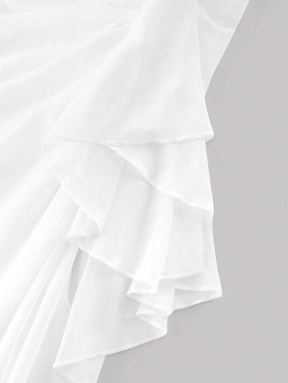 SHEIN MOD – Robe cami asymétrique à volants et bretelles fines