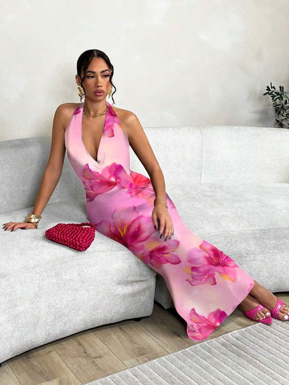 SHEIN BAE - Robe de Plage Imprimée à Liens au Cou