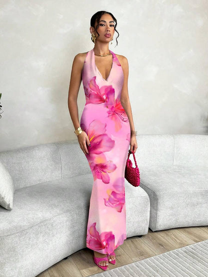 SHEIN BAE - Robe de Plage Imprimée à Liens au Cou