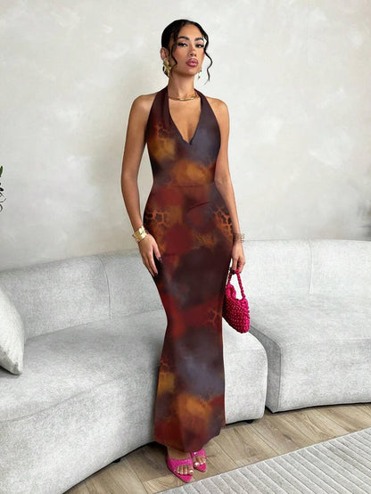 SHEIN BAE - Robe de Plage Imprimée à Liens au Cou