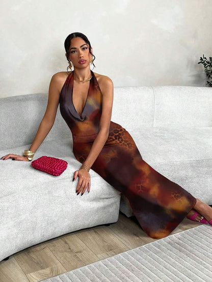 SHEIN BAE - Robe de Plage Imprimée à Liens au Cou