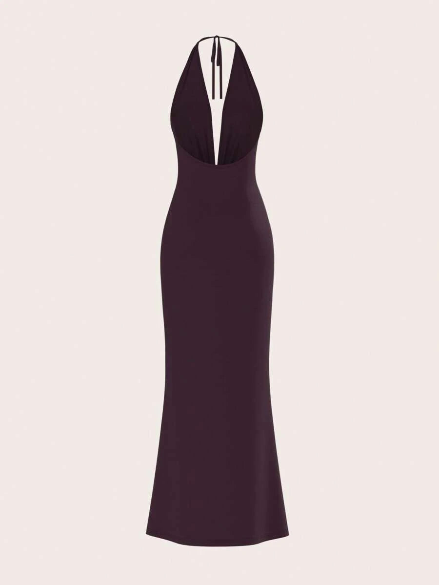 Opulessa – Robe dos nu en tricot à coupe ajustée et bretelles fines