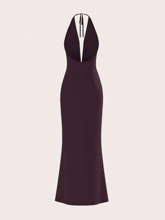 Opulessa – Robe dos nu en tricot à coupe ajustée et bretelles fines