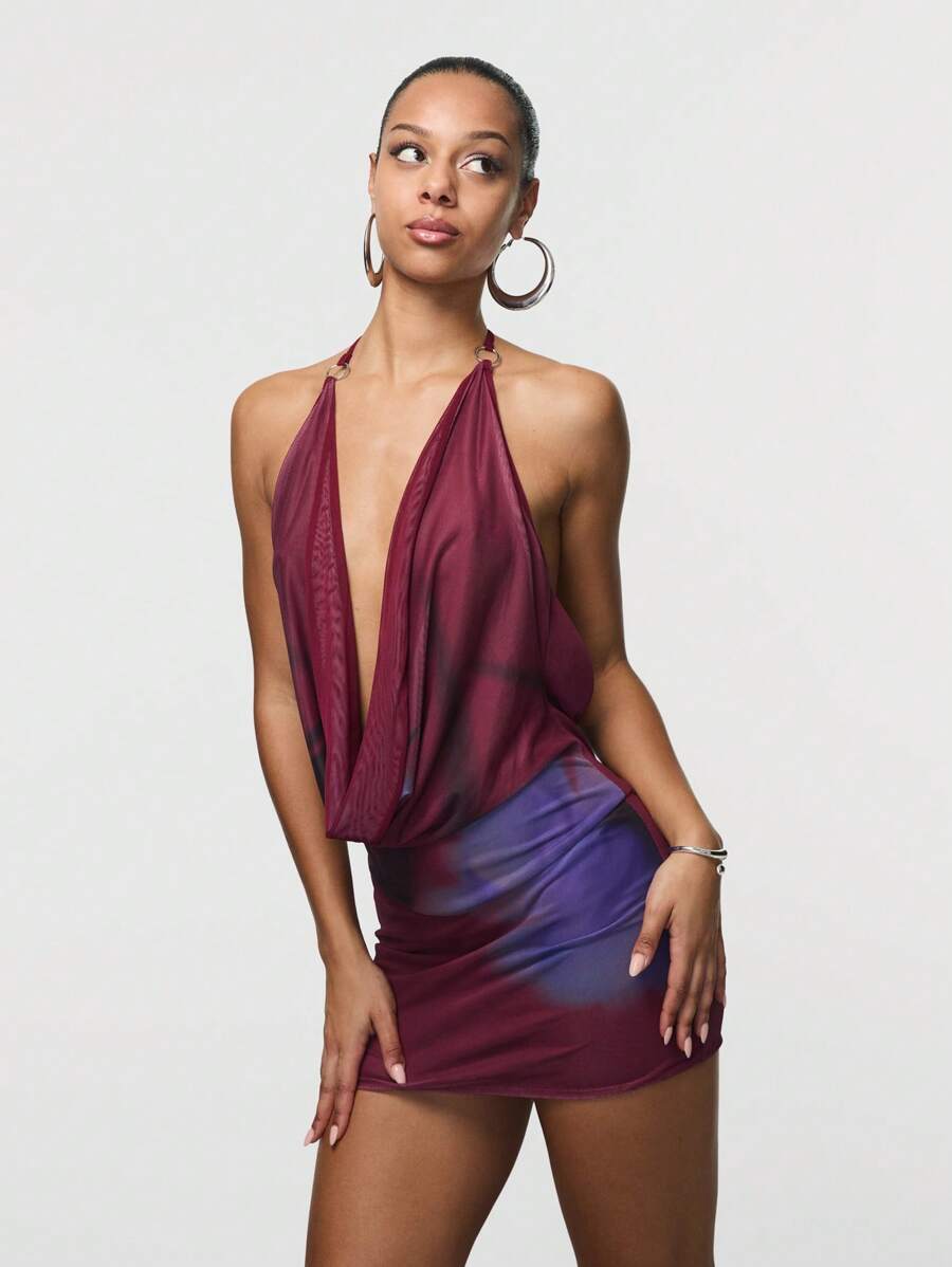 TypaGal – Robe mini sans manches avec imprimé floral abstrait et coupe décontractée