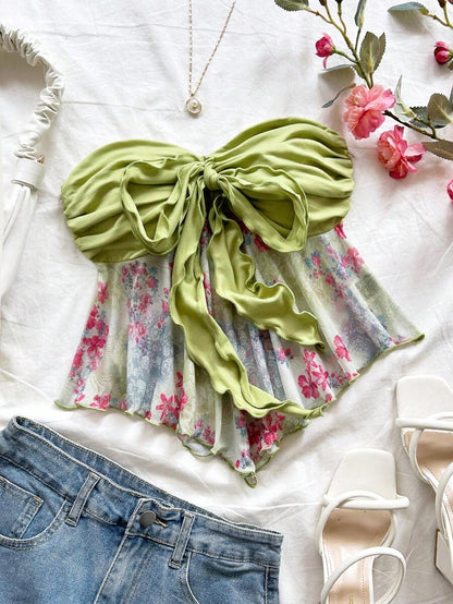 Soleia – Débardeur asymétrique à motif floral pour festivals et vacances