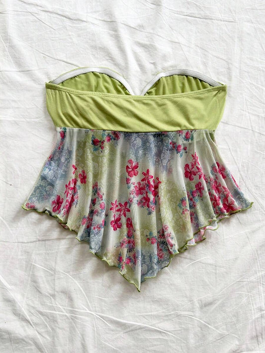 Soleia – Débardeur asymétrique à motif floral pour festivals et vacances