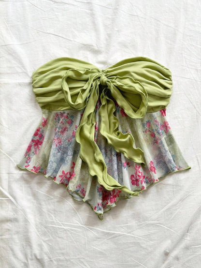 Soleia – Débardeur asymétrique à motif floral pour festivals et vacances