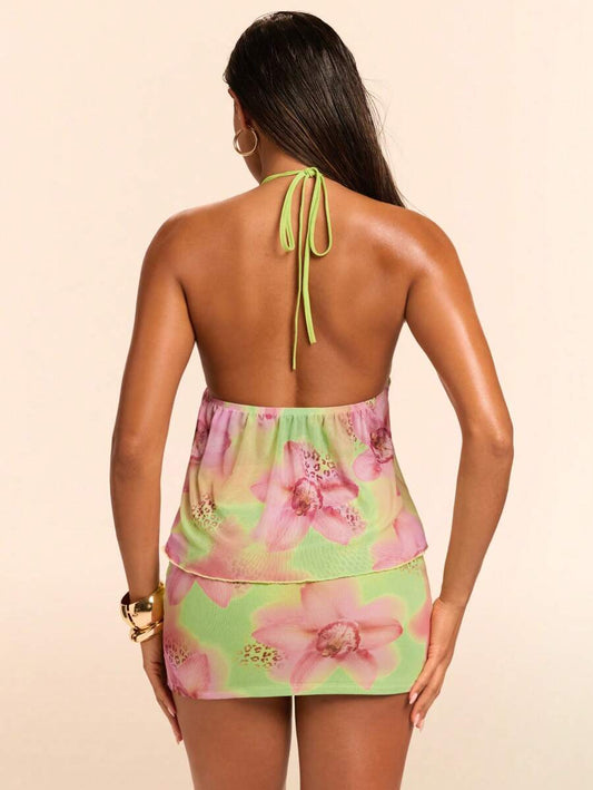 SHEIN BAE – Ensemble 2 pièces top licou à nouer et mini-jupe moulante