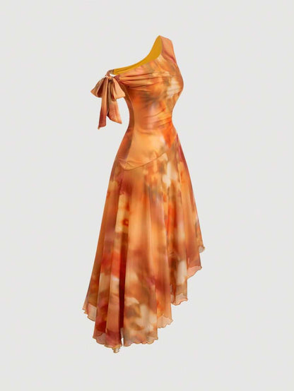 SHEIN MOD – Robe d'été asymétrique avec imprimé floral et coupe élégante