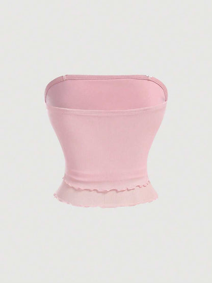 SHEIN MOD – Top bandeau imprimé floral en tissu léger et coupe décontractée