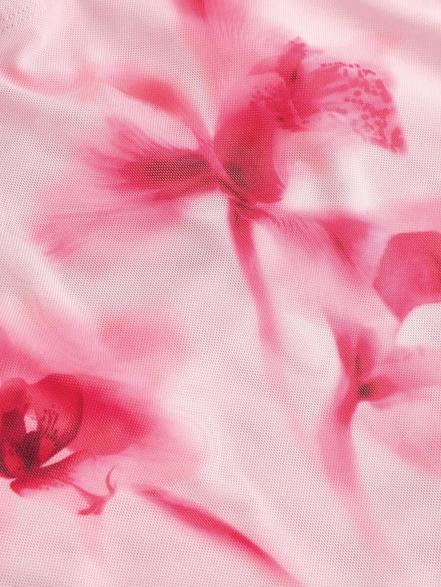 SHEIN MOD – Top bandeau imprimé floral en tissu léger et coupe décontractée