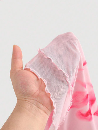 SHEIN MOD – Top bandeau imprimé floral en tissu léger et coupe décontractée