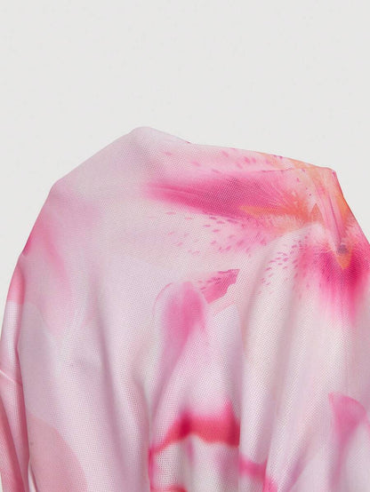 SHEIN MOD – Robe mi-longue à bretelles avec imprimé floral et coupe ajustée