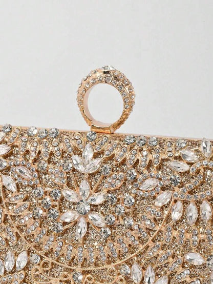 Dedoo – Sac de soirée ovale en strass avec chaîne dorée et design tournesol