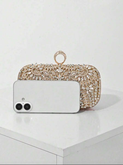 Dedoo – Sac de soirée ovale en strass avec chaîne dorée et design tournesol