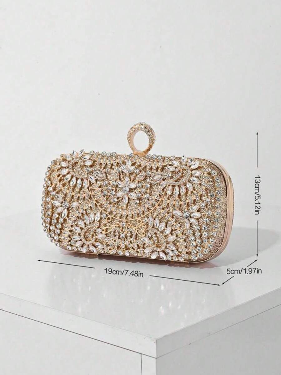 Dedoo – Sac de soirée ovale en strass avec chaîne dorée et design tournesol