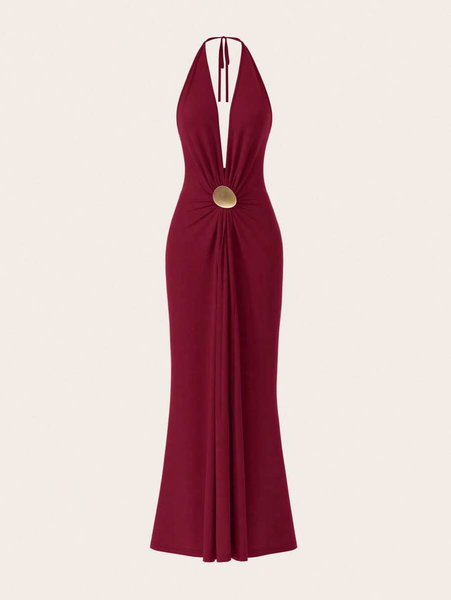 Opulessa – Robe à dos nu tricotée, coupe ajustée et design chic