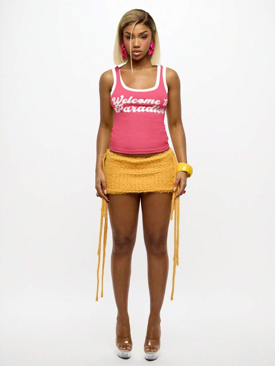 SUMWON WOMEN – Débardeur graphique en tissu léger, sans manches pour vacances à la plage