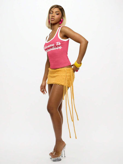 SUMWON WOMEN – Débardeur graphique en tissu léger, sans manches pour vacances à la plage