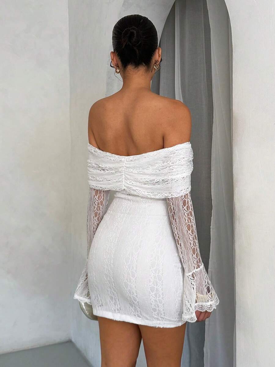 SHEIN BAE – Robe longue à épaules dénudées et dentelle pour occasions spéciales