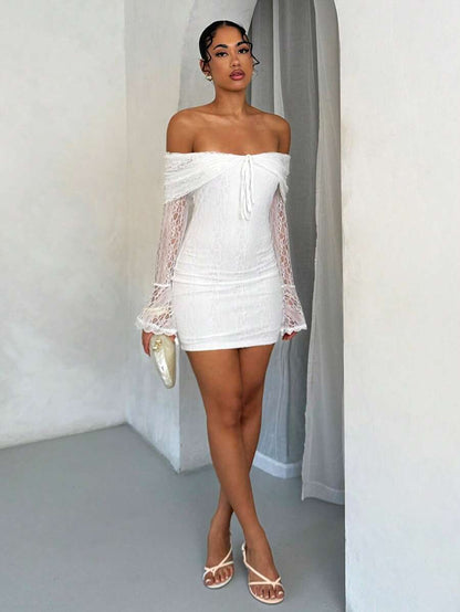 SHEIN BAE – Robe longue à épaules dénudées et dentelle pour occasions spéciales