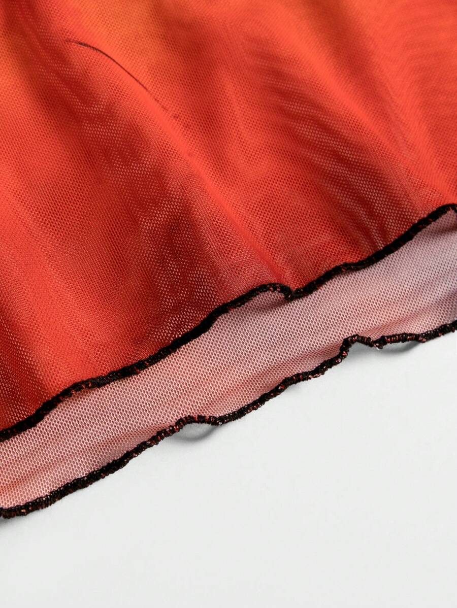 INAWLY – Top drapé au cou style tie-dye en tissu léger et coupe dos nu