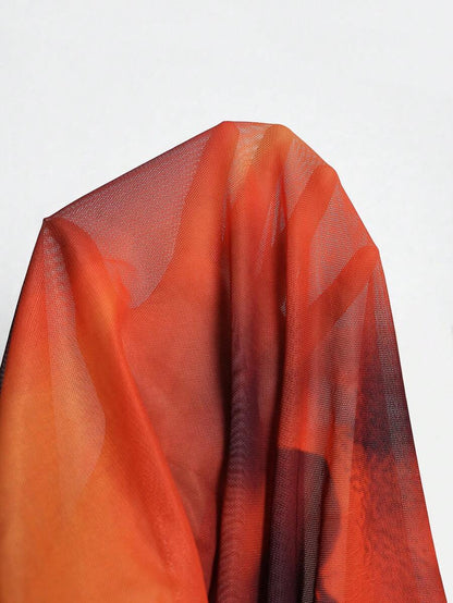 INAWLY – Top drapé au cou style tie-dye en tissu léger et coupe dos nu