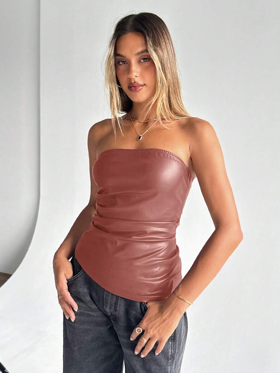 SHEIN Essnce Top – Top froissé à ourlet asymétrique pour soirées