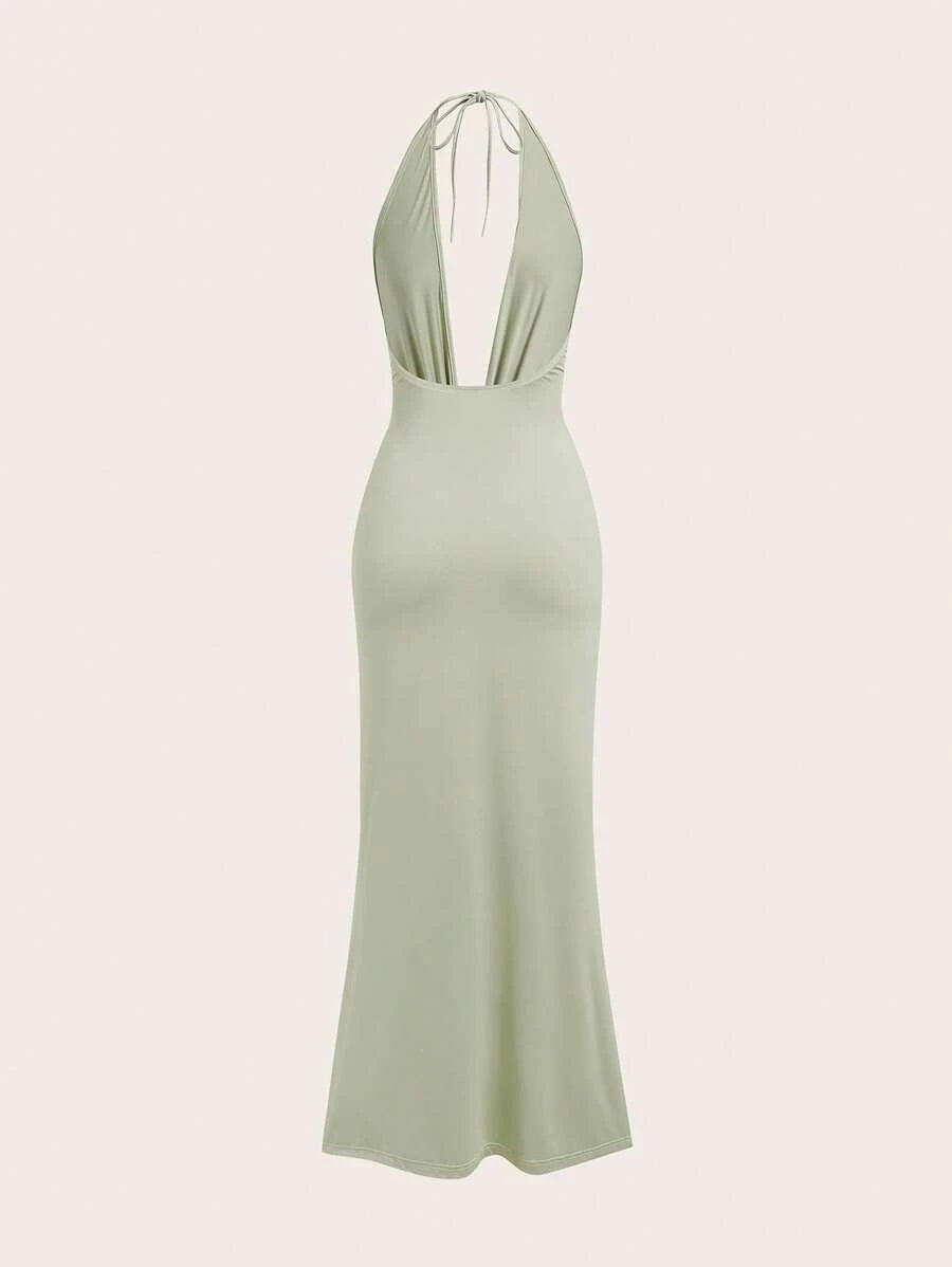 Opulessa – Robe dos nu en tricot à coupe ajustée et bretelles fines