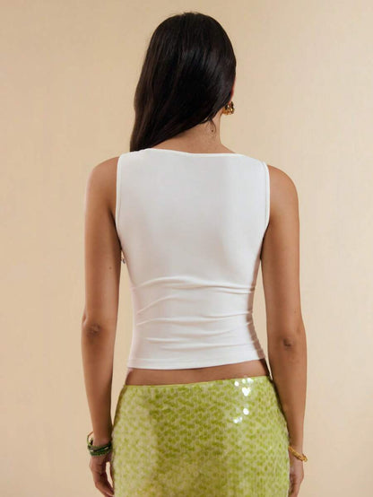 SHEIN BAE – Débardeur ajusté à col carré avec strass et style italien