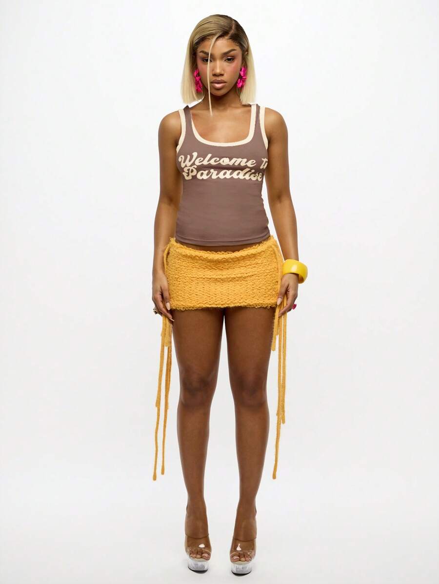 SUMWON WOMEN – Débardeur léger en coton avec design "Bienvenue au Paradis" pour l'été