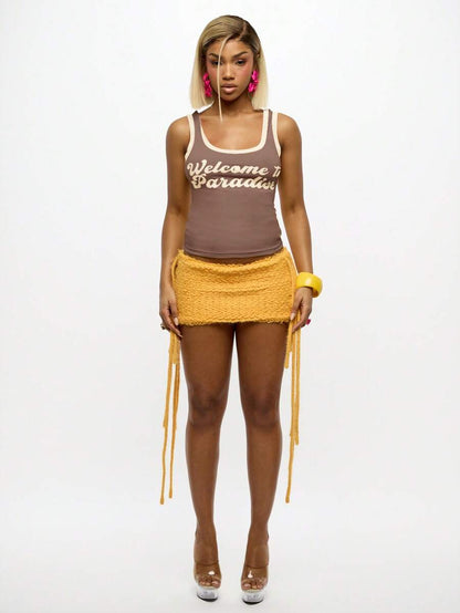 SUMWON WOMEN – Débardeur léger en coton avec design "Bienvenue au Paradis" pour l'été