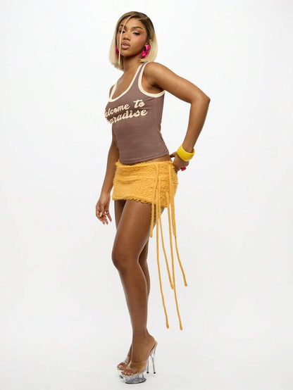 SUMWON WOMEN – Débardeur léger en coton avec design "Bienvenue au Paradis" pour l'été