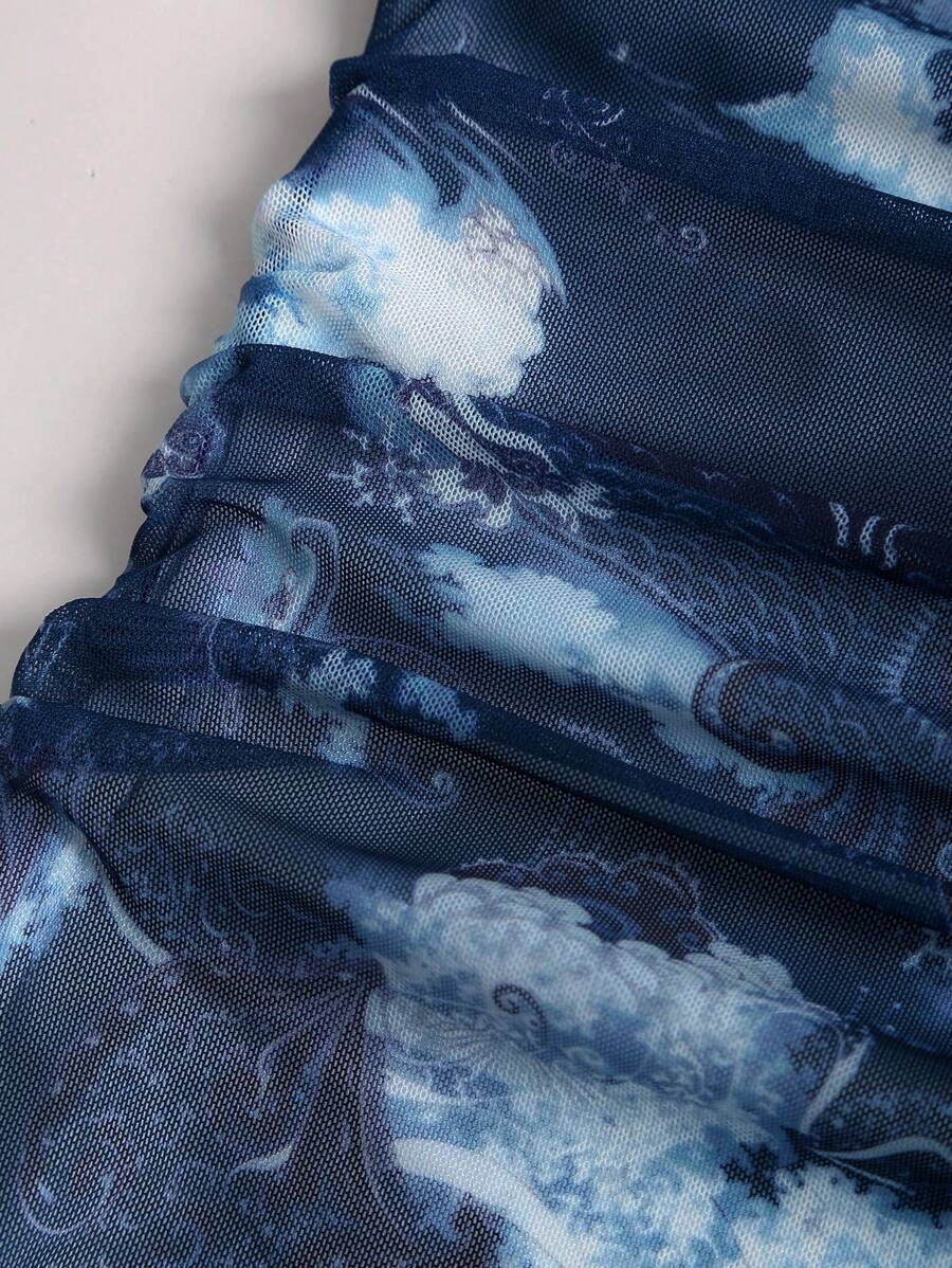 Sweetra – Robe mini rétro à col drapé en tissu léger et coupe fluide