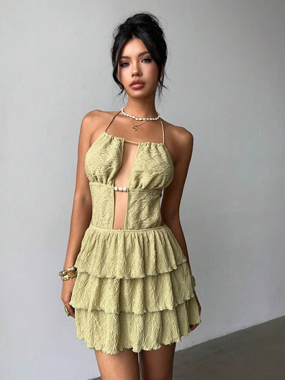 Aloruh – Robe de vacances en tricot jacquard sans dos avec design élégant et coupe moderne