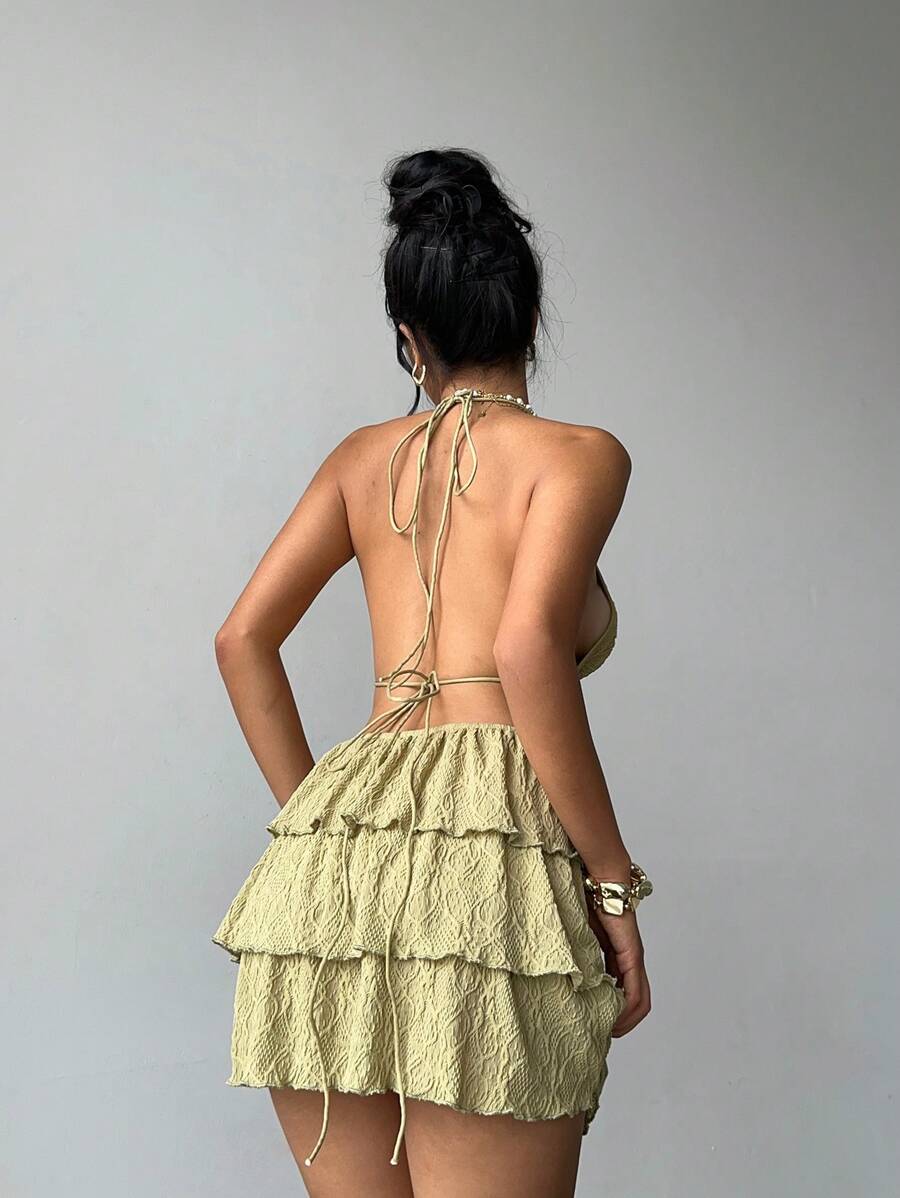 Aloruh – Robe de vacances en tricot jacquard sans dos avec design élégant et coupe moderne