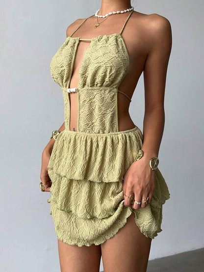 Aloruh – Robe de vacances en tricot jacquard sans dos avec design élégant et coupe moderne
