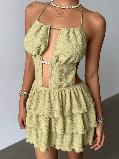 Aloruh – Robe de vacances en tricot jacquard sans dos avec design élégant et coupe moderne