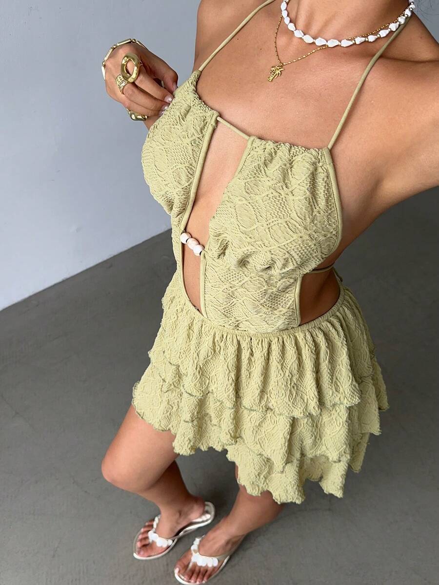 Aloruh – Robe de vacances en tricot jacquard sans dos avec design élégant et coupe moderne